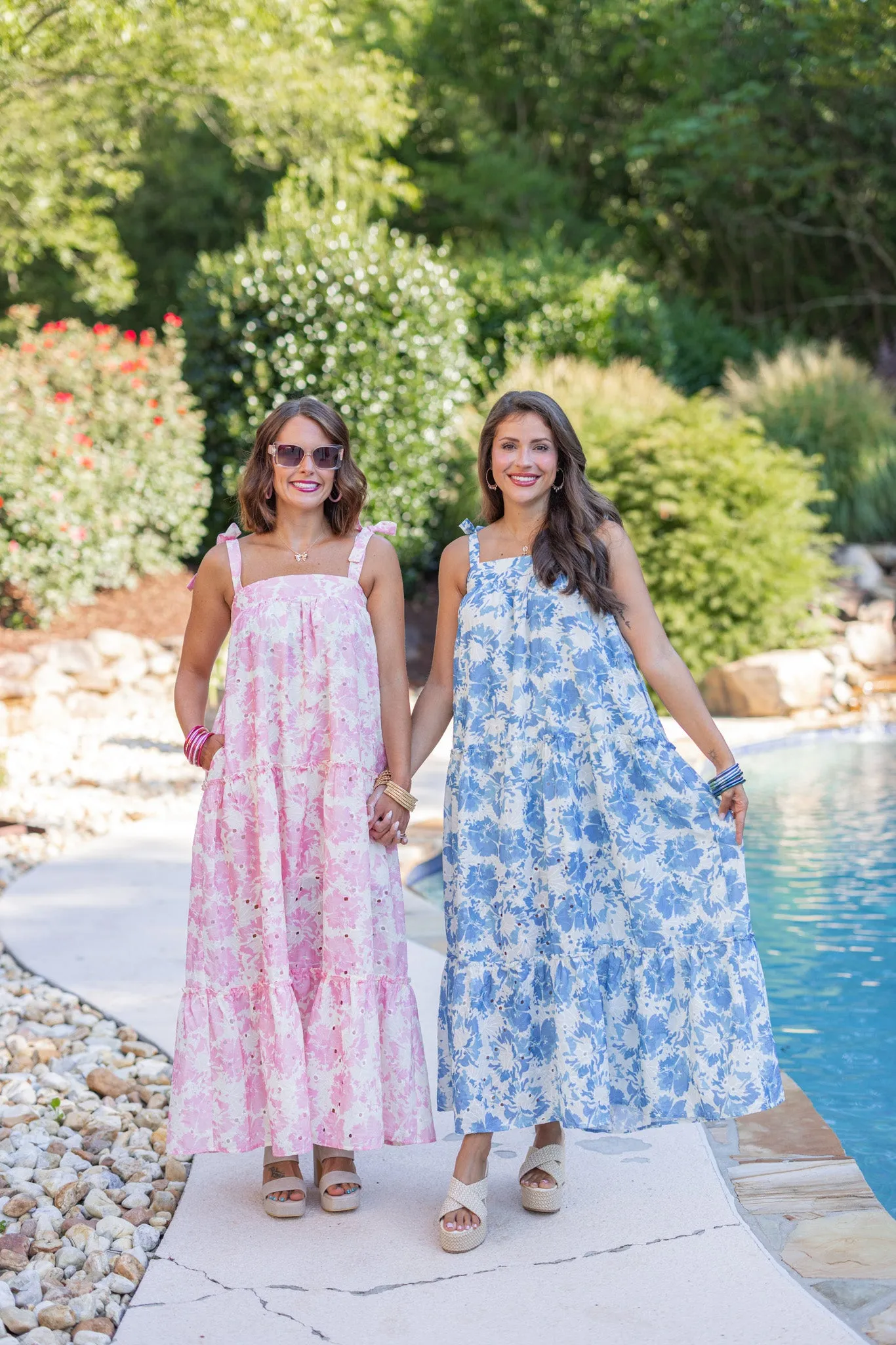 Floral Glam Blue Maxi Dress