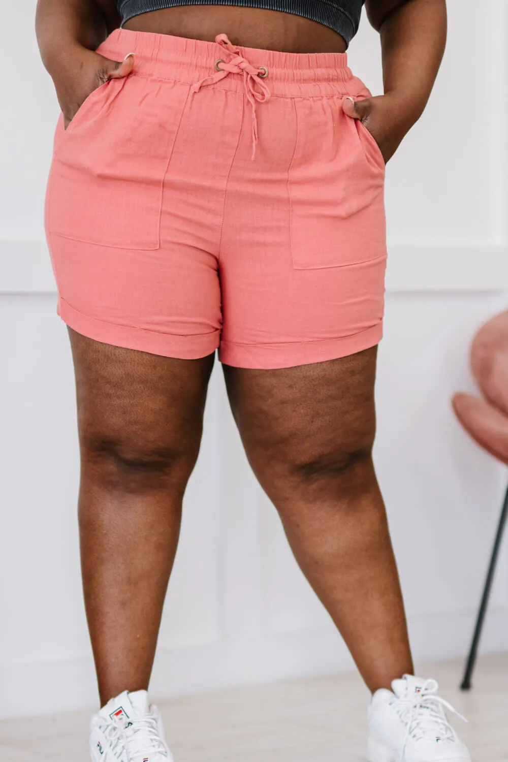 Full Size Cuffed Shorts in Ash Rose