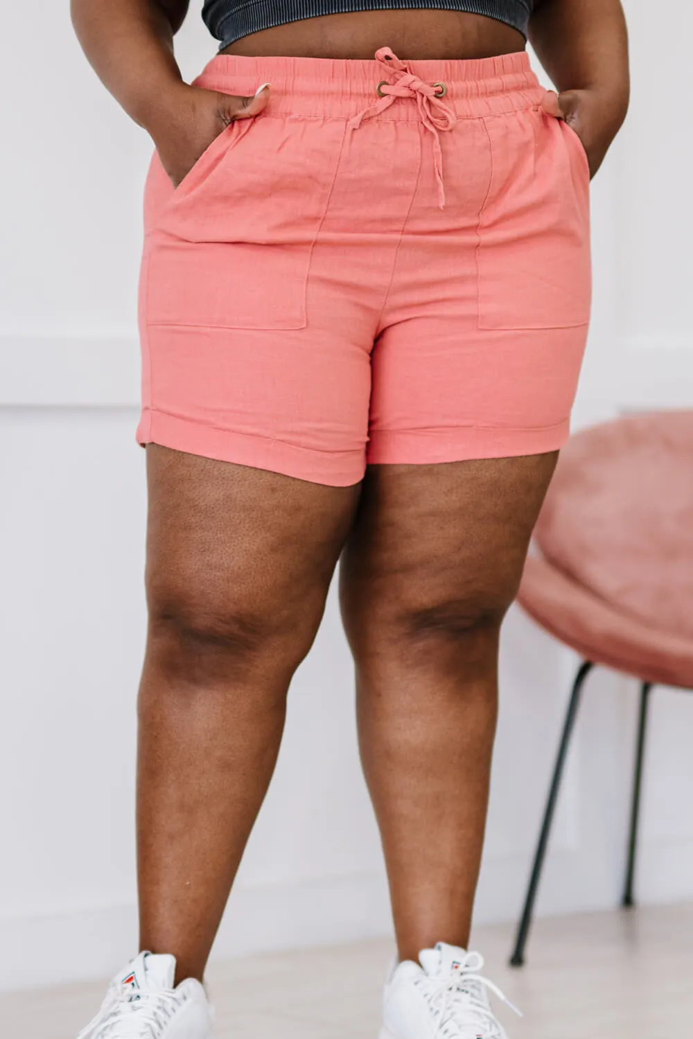 Full Size Cuffed Shorts in Ash Rose