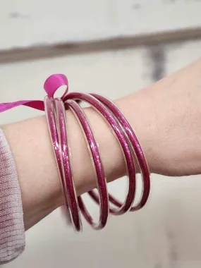 Fushia Jelly Tube Guitar Bracelet Set