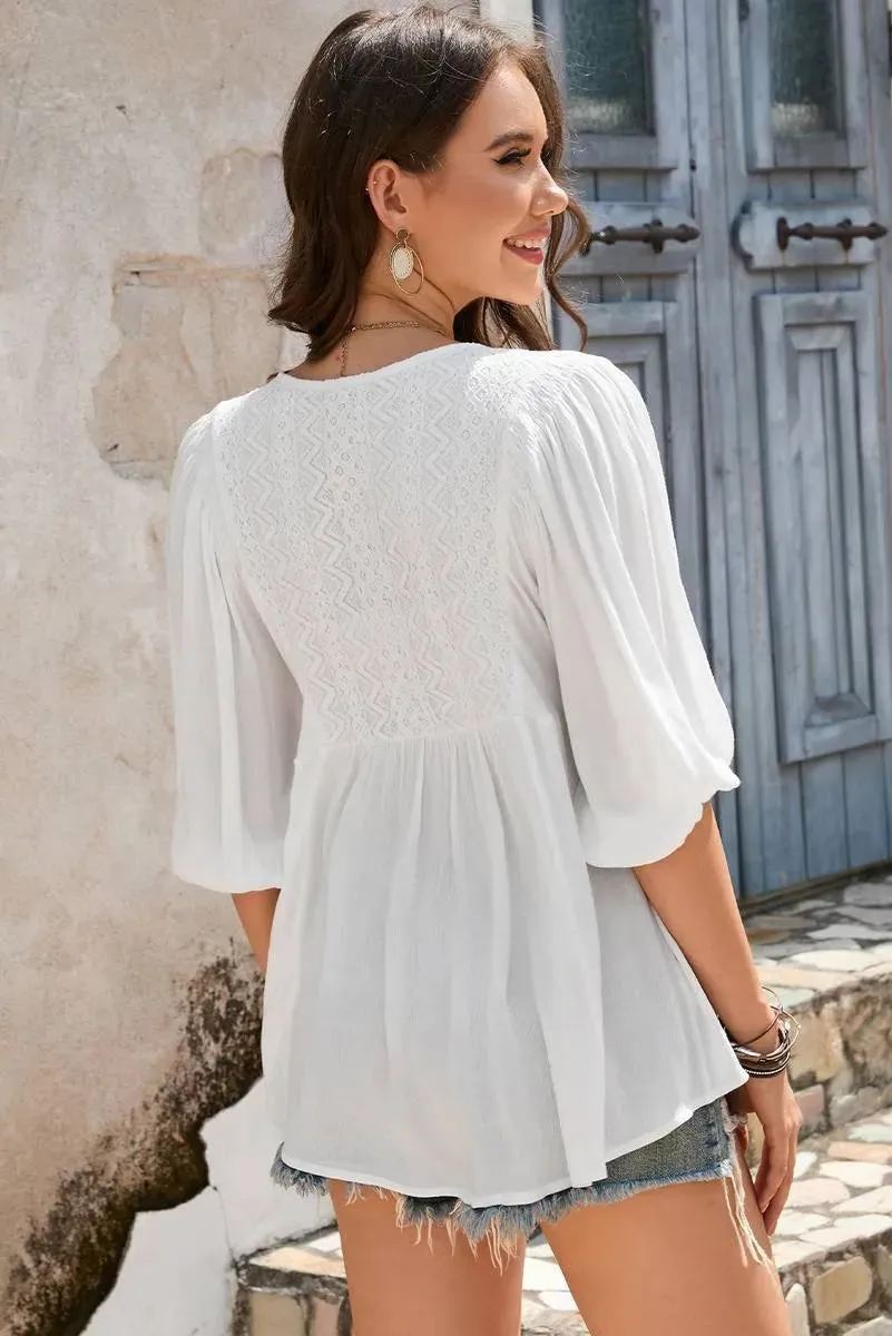 Get the Perfect White Ruffle Summer Blouse - Shop Now!