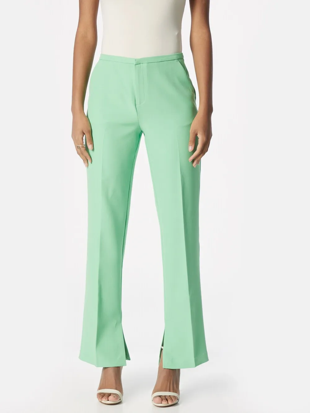 Gina Tricot Jane Regular Pleated Pants, Pastel Green