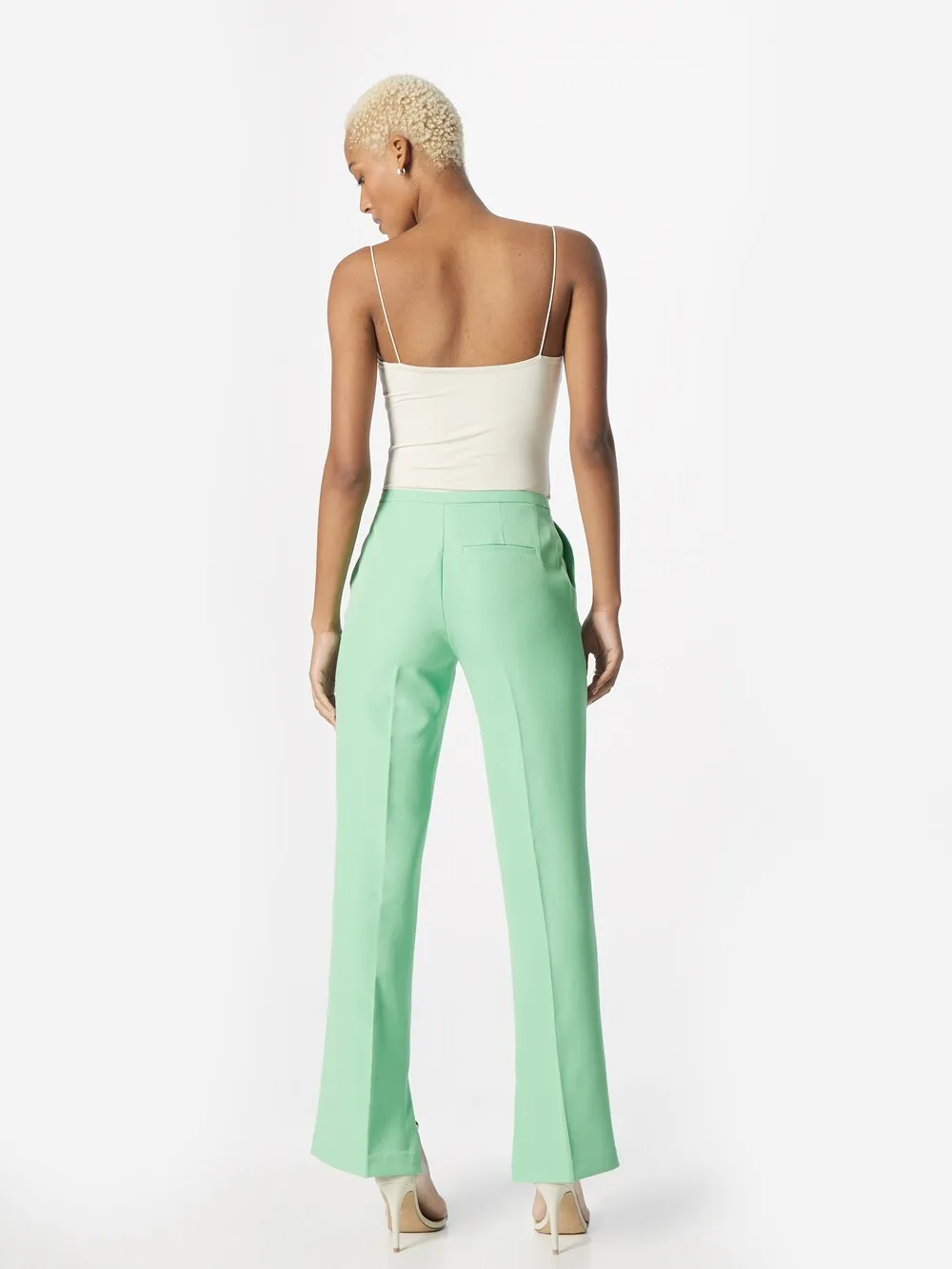 Gina Tricot Jane Regular Pleated Pants, Pastel Green