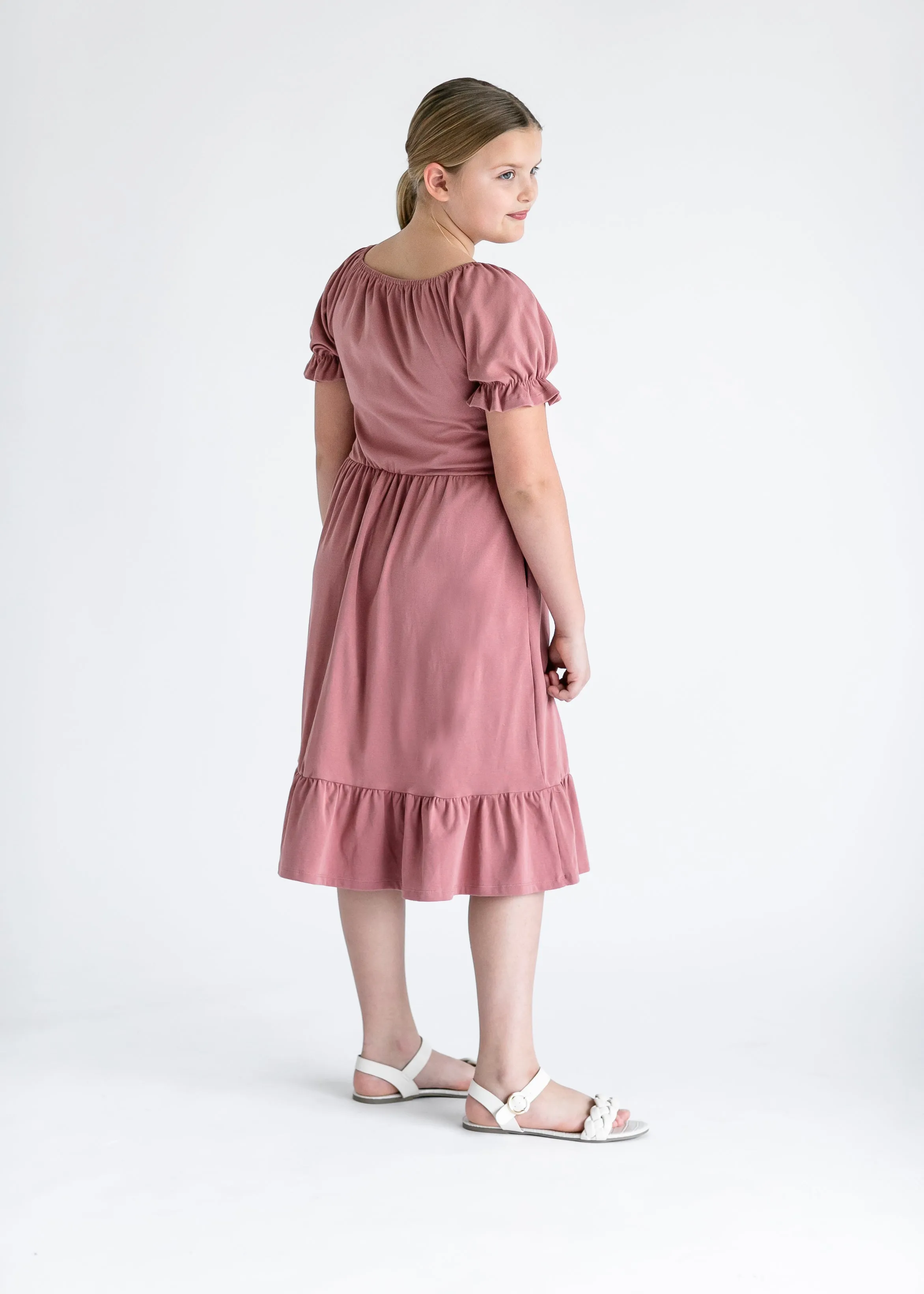 Girl's Aubriel Puff Sleeve Midi Dress - FINAL SALE