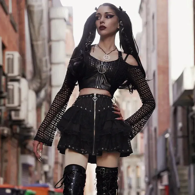 Gothic Punk Vintage Harajuku High Waist Zipper Mini Skirt