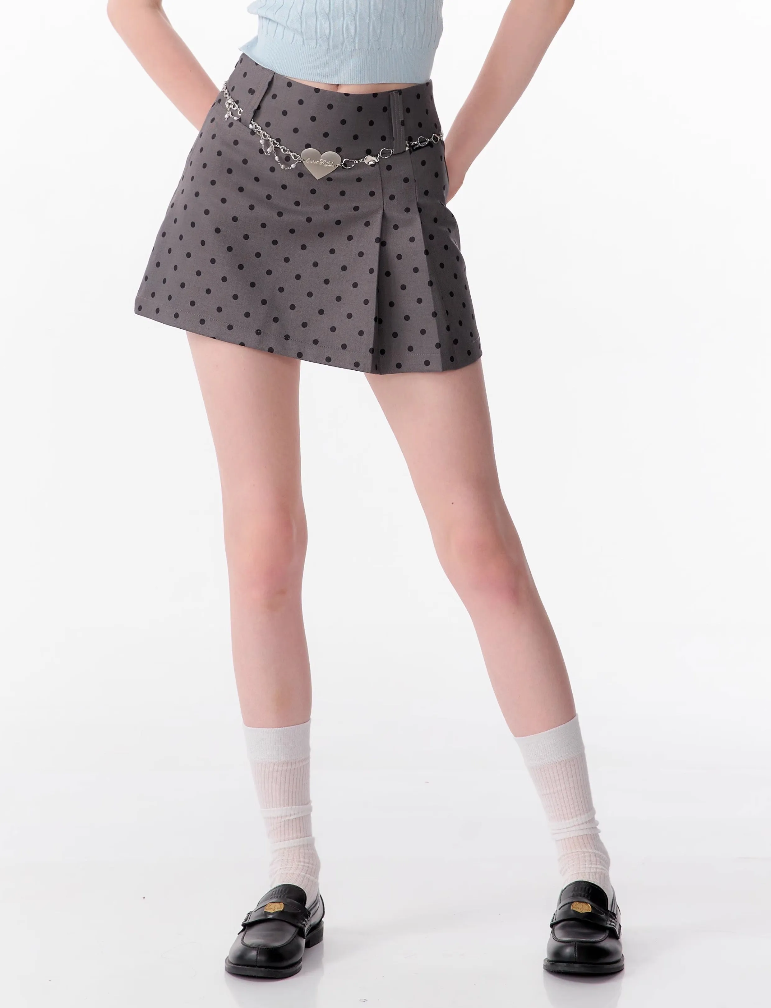 High Waist Polka Dot Mini Skirt