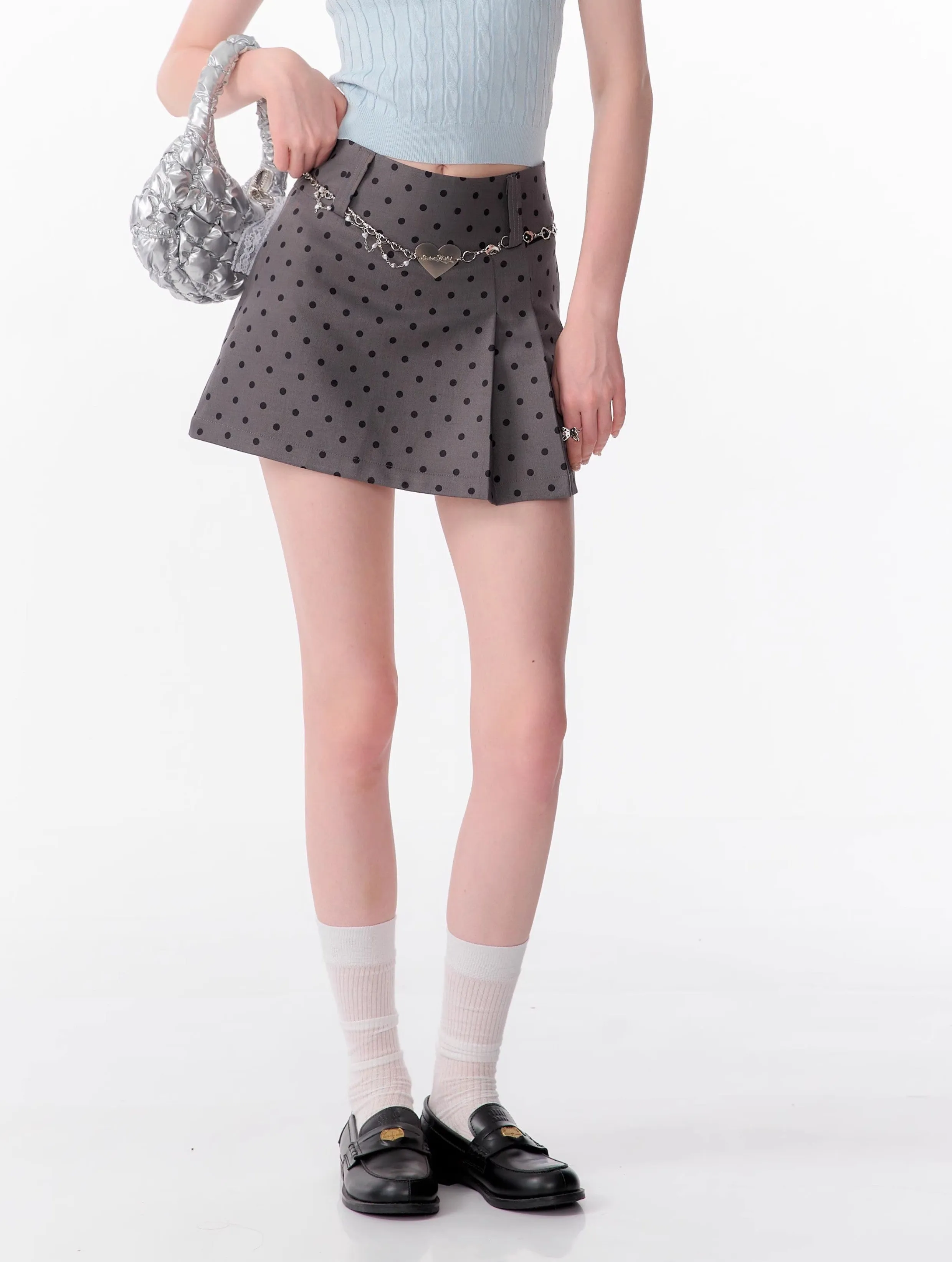 High Waist Polka Dot Mini Skirt