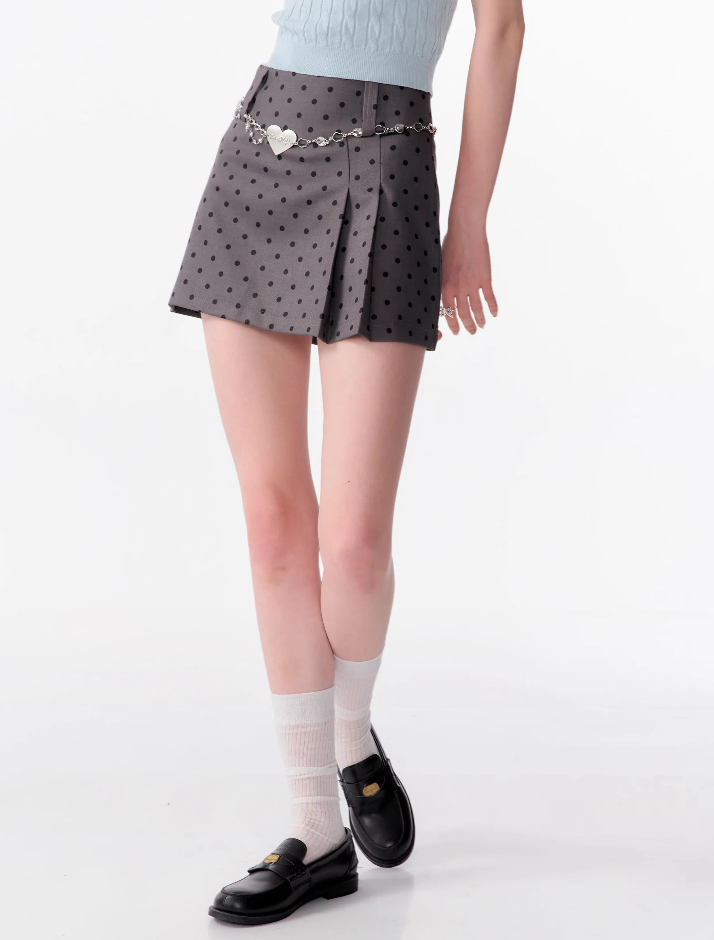 High Waist Polka Dot Mini Skirt