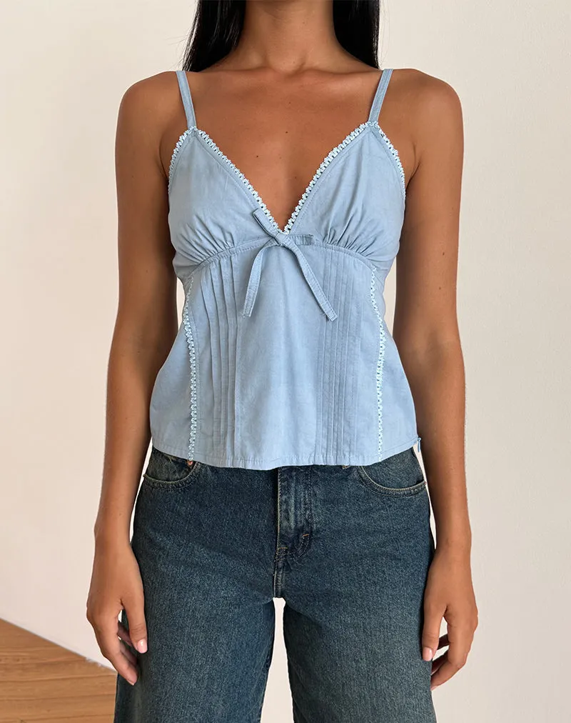 Jepuni Cami Top in Nantucket Blue Poplin