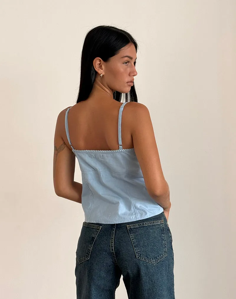 Jepuni Cami Top in Nantucket Blue Poplin