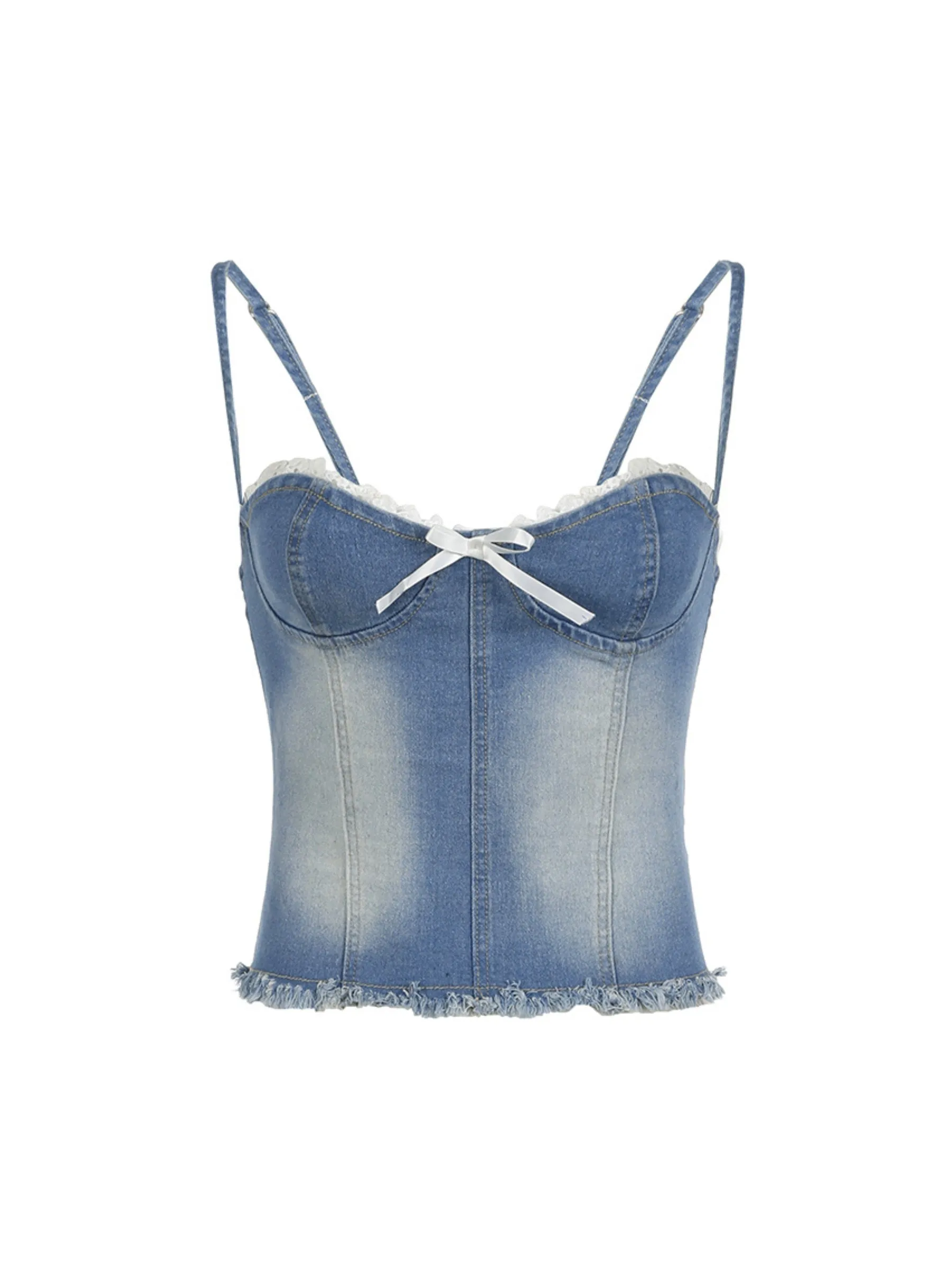 Kelsie Bow Detail Denim Top