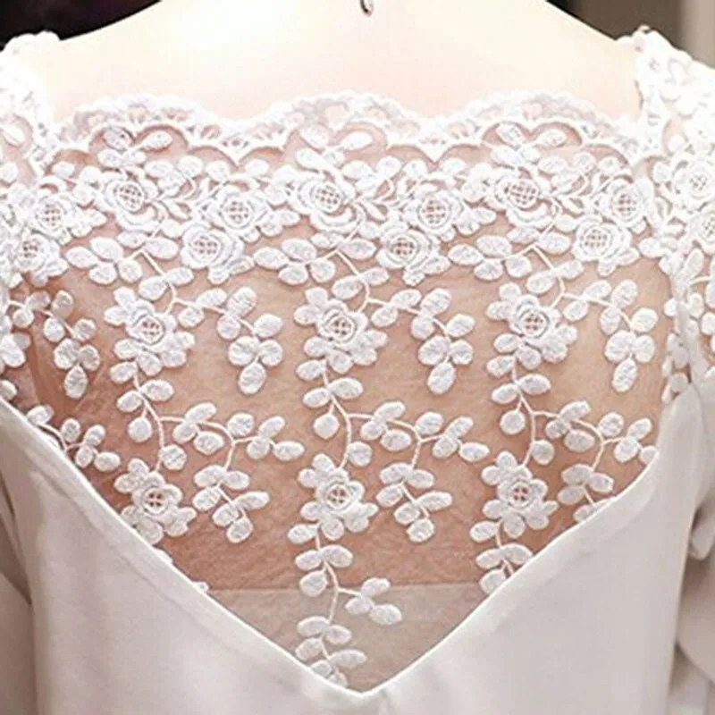 Lace Hollow Collar Chiffon Backless Blouse