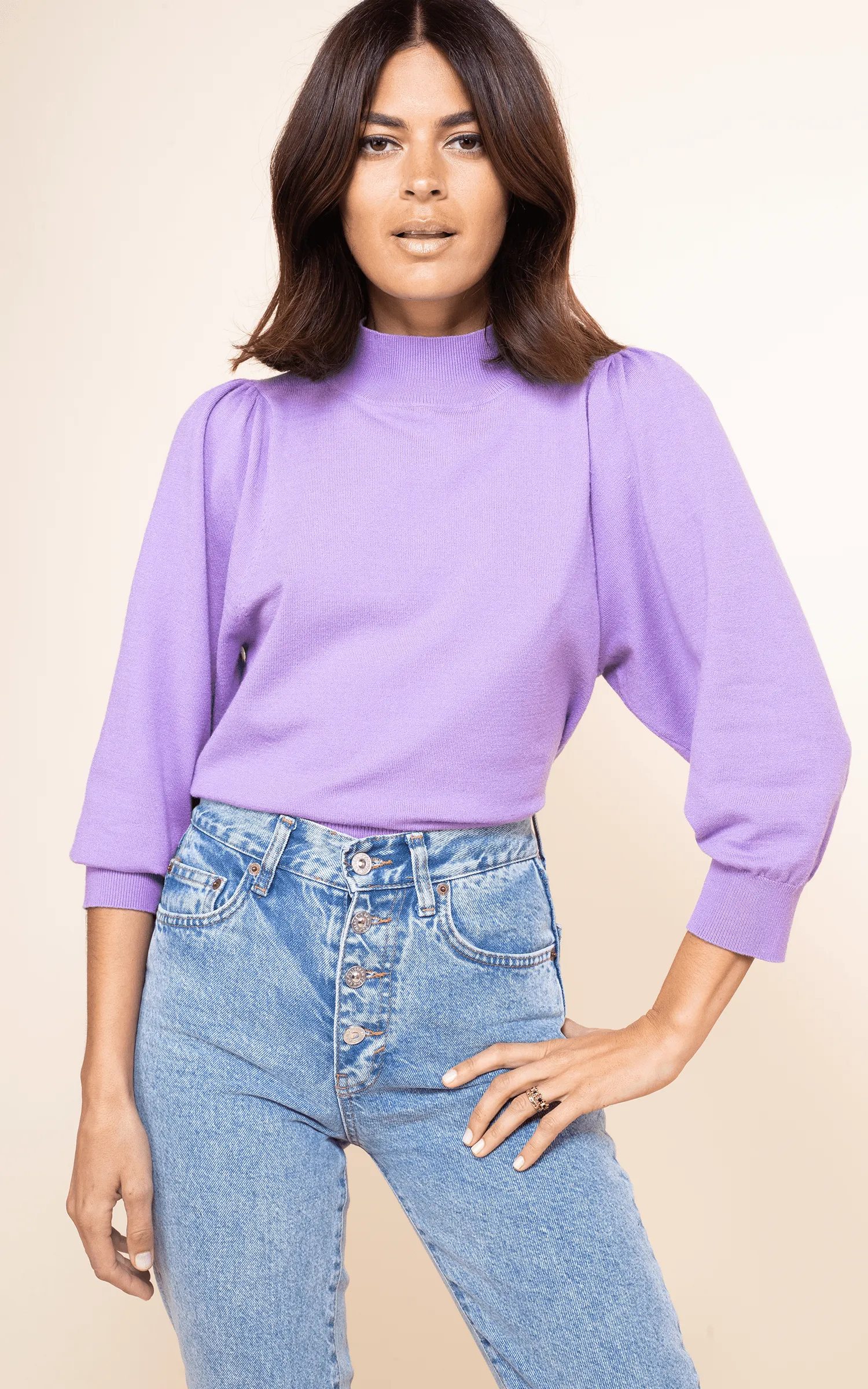 Leela Knitted Jumper in Pastel Purple