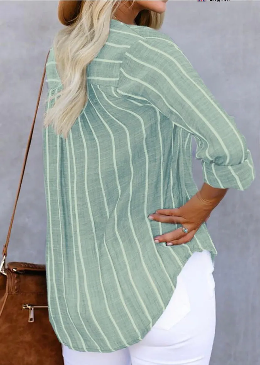 Light Summer Striped Shirt - Pastel Green