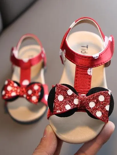 Lil' Miss Mouse Inspired Polka Dot Bow Sandals By Liv and Mia