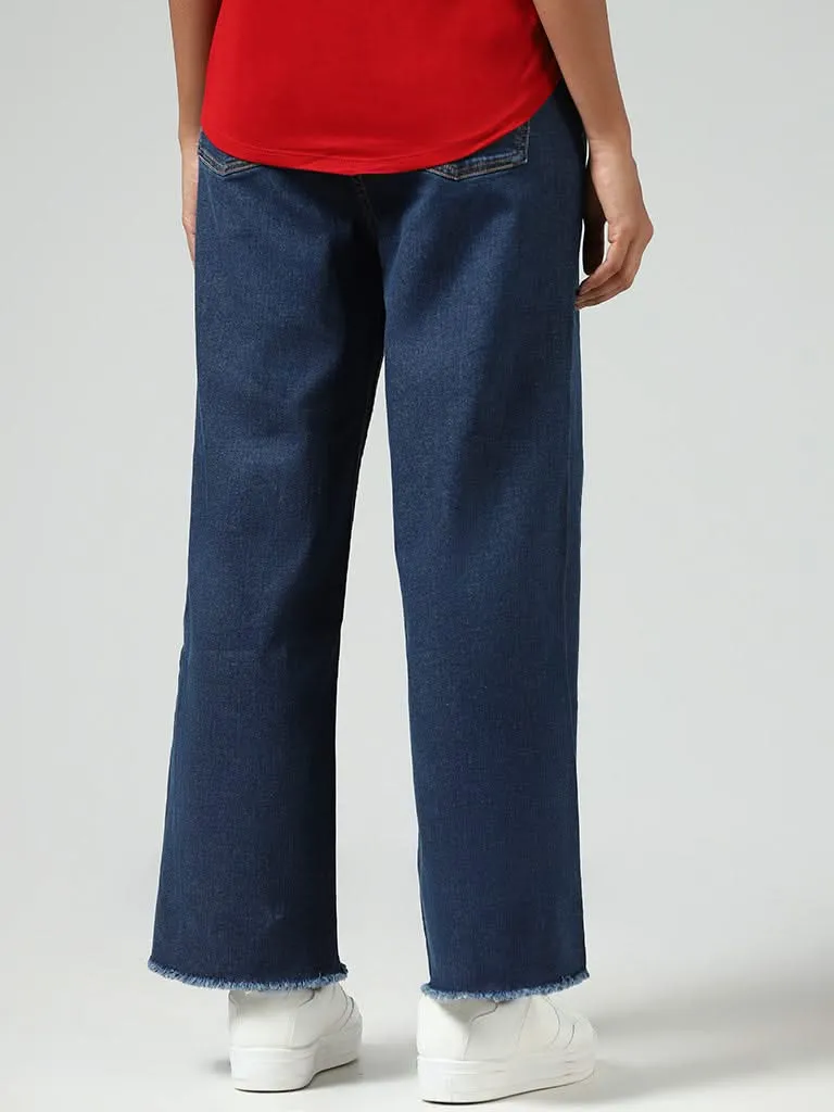 LOV Dark Blue Wide Leg - Fit High - Rise Jeans