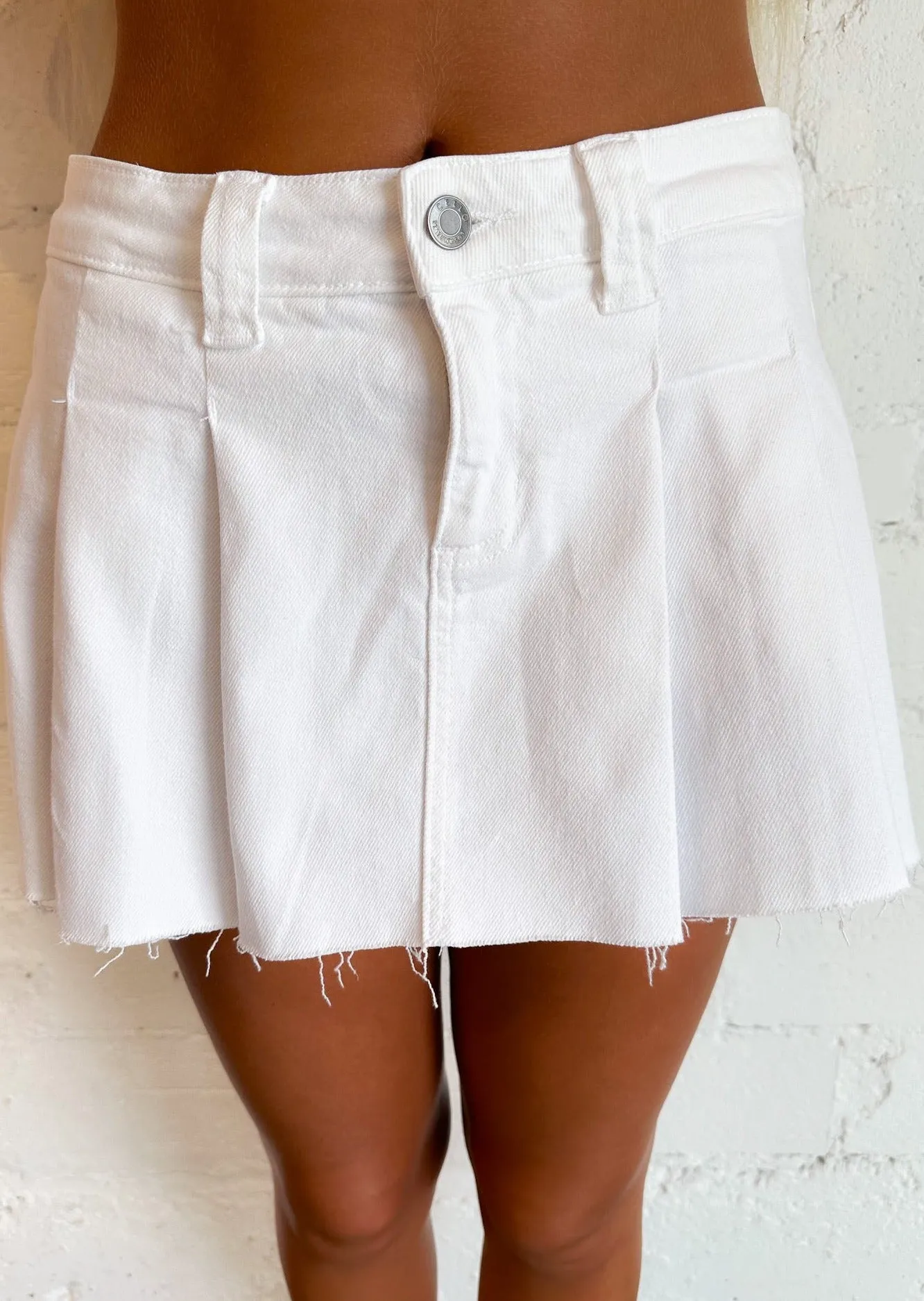 Low Waist Pleated Denim Skirt