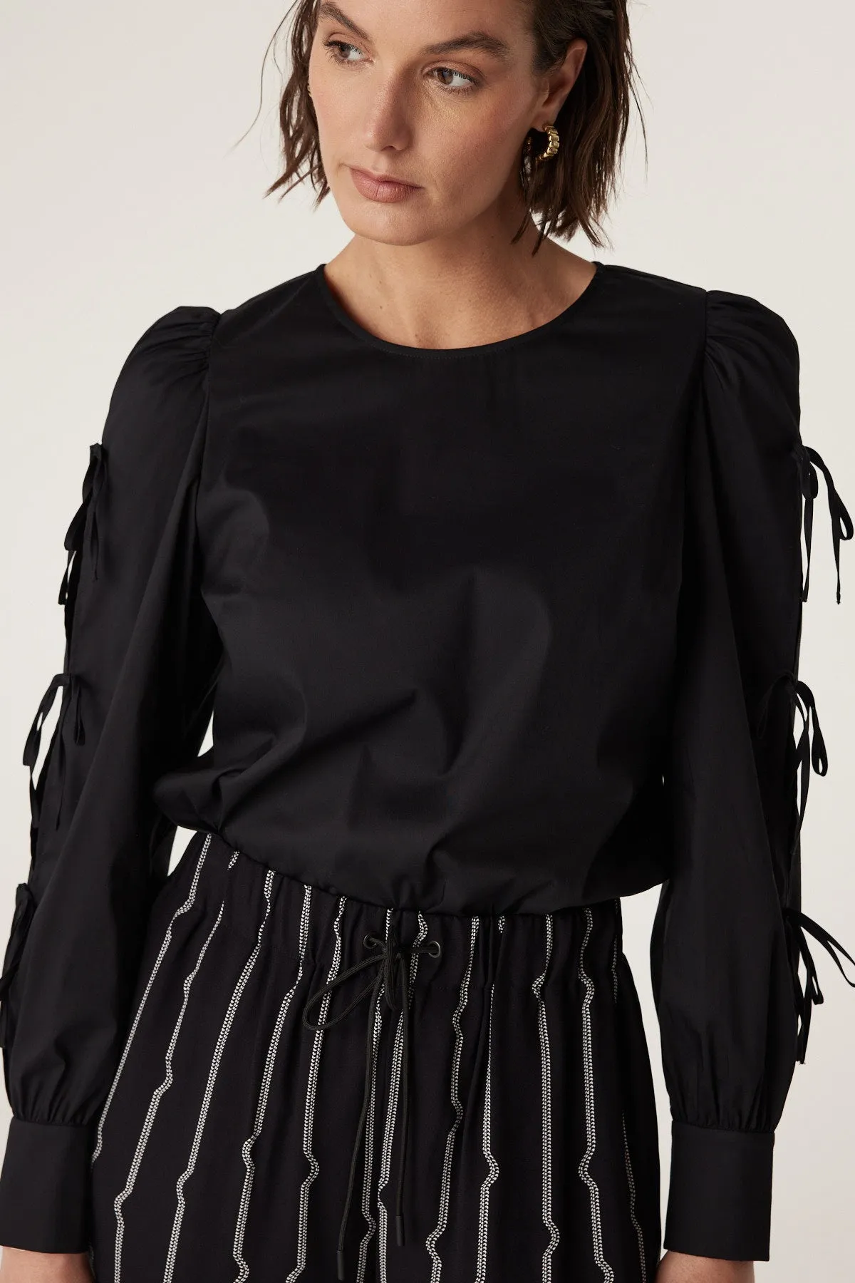 Madeline Bow Blouse - Black