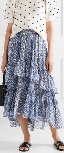 Maria Ruffled Floral-Print Skirt