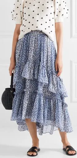 Maria Ruffled Floral-Print Skirt