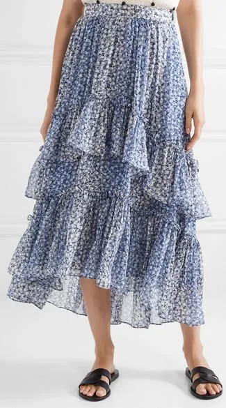 Maria Ruffled Floral-Print Skirt