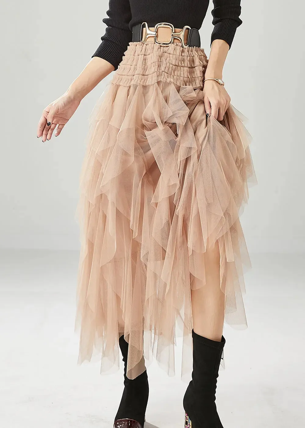 Modern Khaki Ruffled Tulle Skirts Summer ML1221