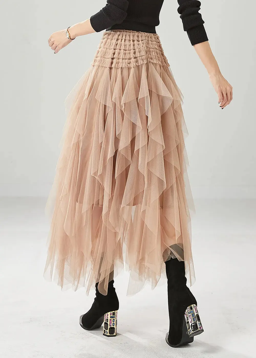 Modern Khaki Ruffled Tulle Skirts Summer ML1221