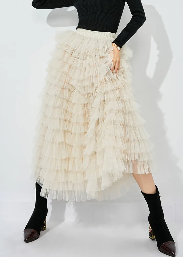 Modern White Elastic Waist Tulle Holiday Skirts Summer LY0841