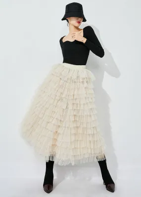 Modern White Elastic Waist Tulle Holiday Skirts Summer LY0841