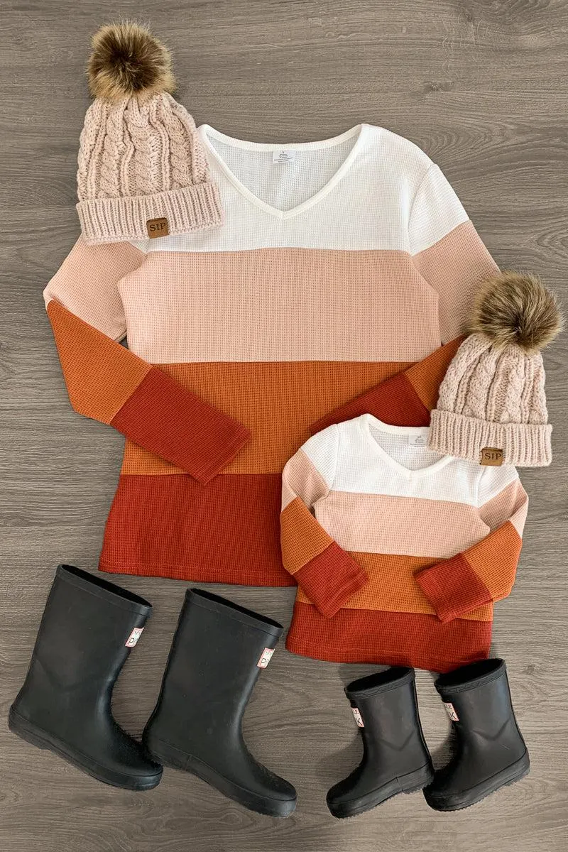 Mom & Me - Fall Colorblock Waffle Knit Top