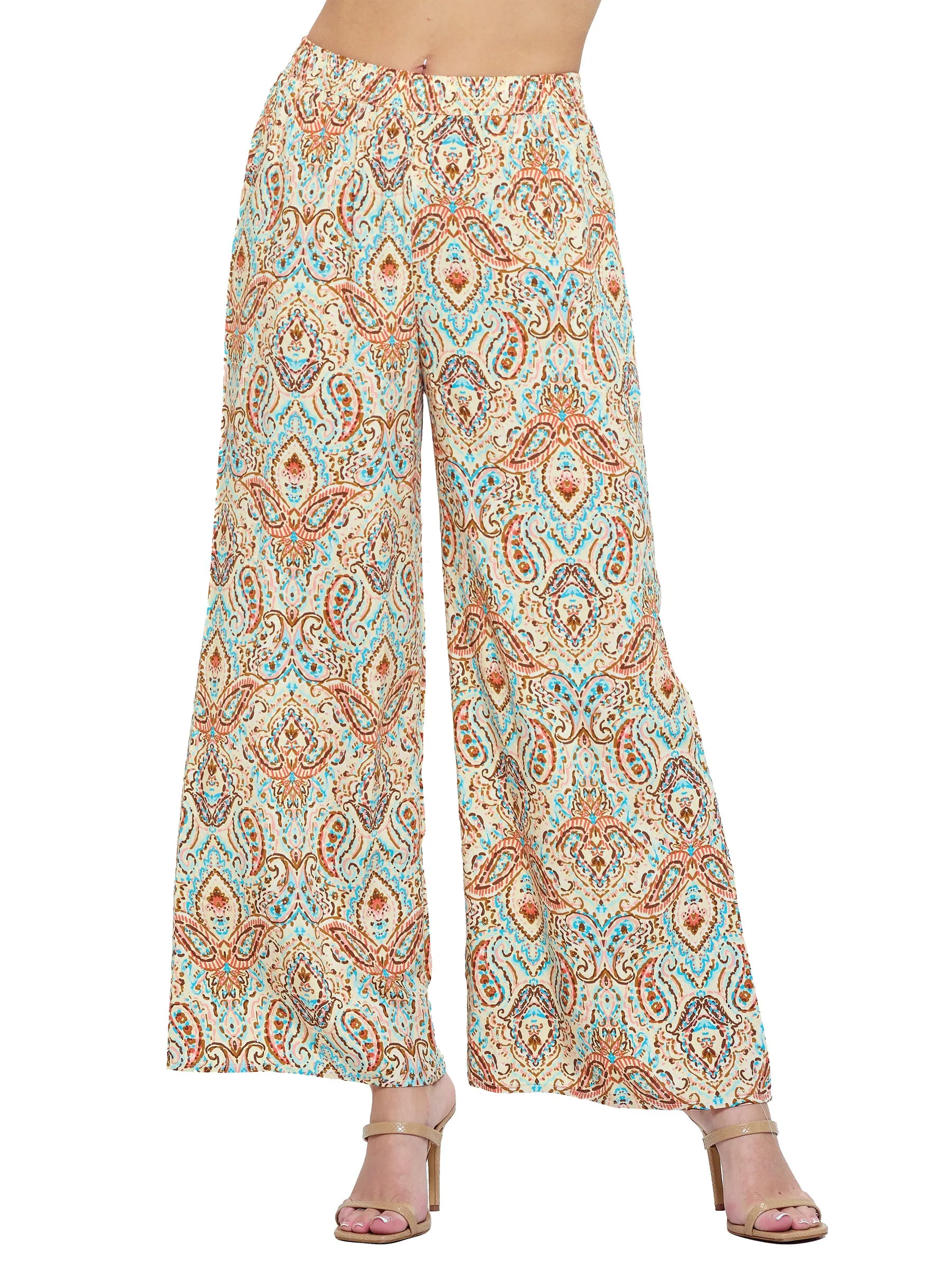 Pants Wide Leg Paisley Print Multicolor