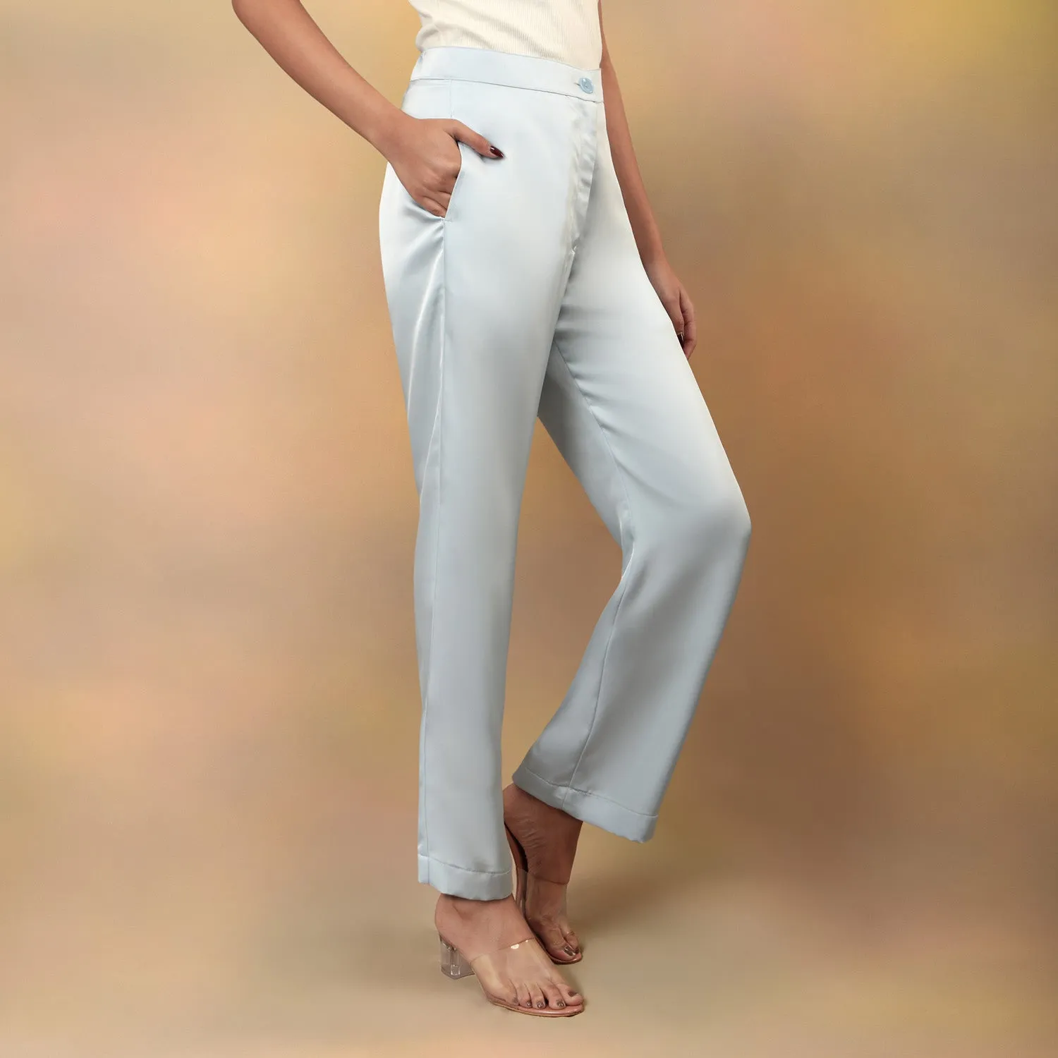 Pastel Blue Flared Trousers