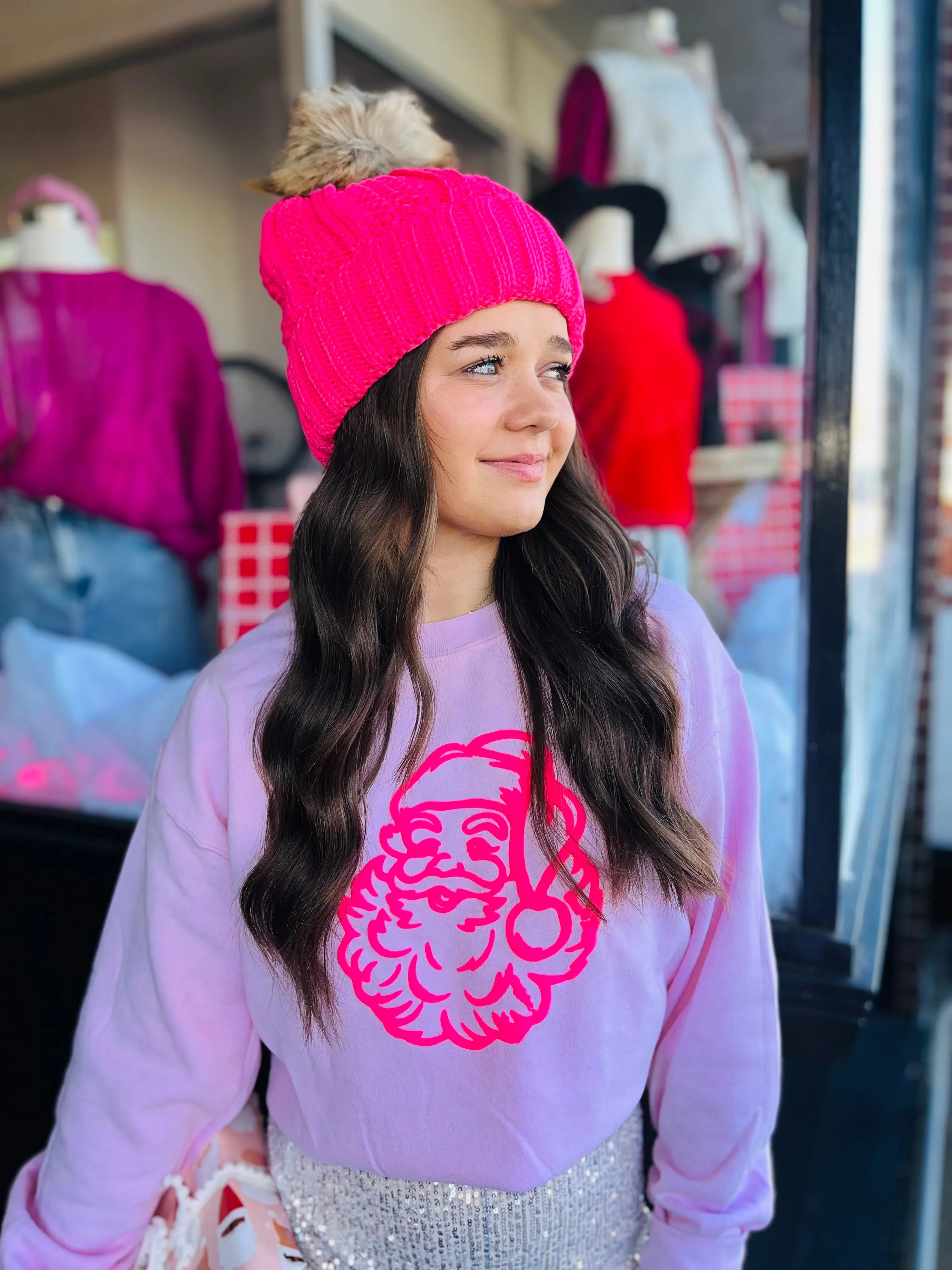 pink santa sweatshirt