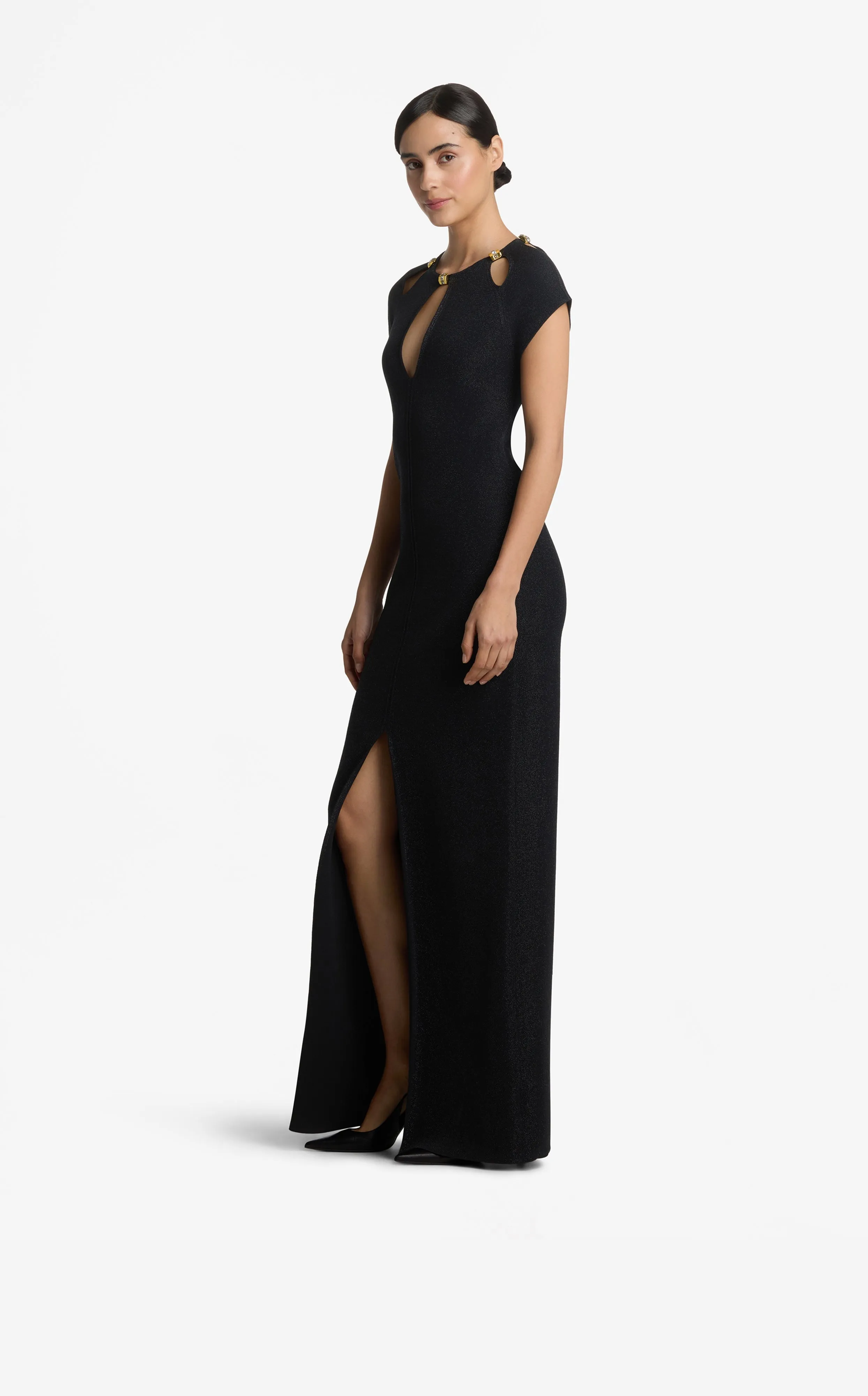 Pique Knit Lurex Gown