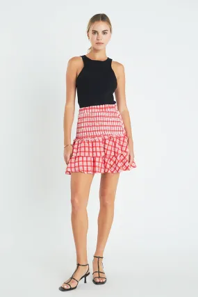 Plaid Smocked Mini Skirt