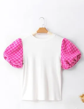 (Plus) Contrast Tweed Top