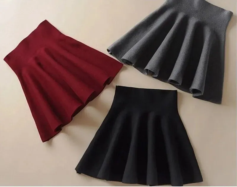 Pre Order:  Stretch Pleated Midi Knit Skirt