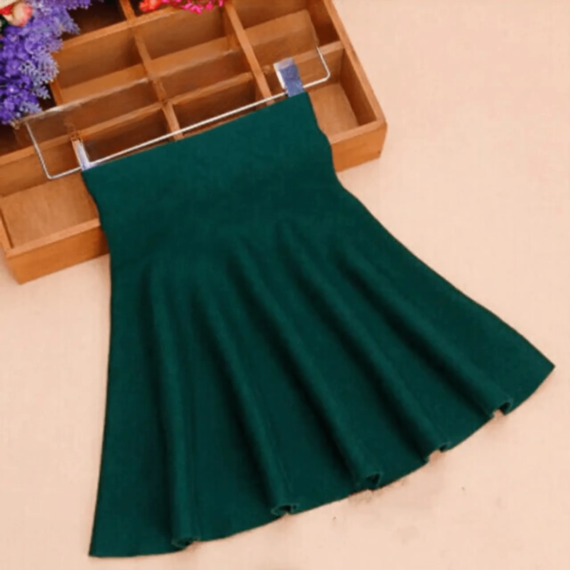 Pre Order:  Stretch Pleated Midi Knit Skirt