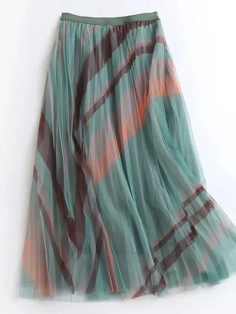 Pre Order:  Striped Pleated Tulle Skirt