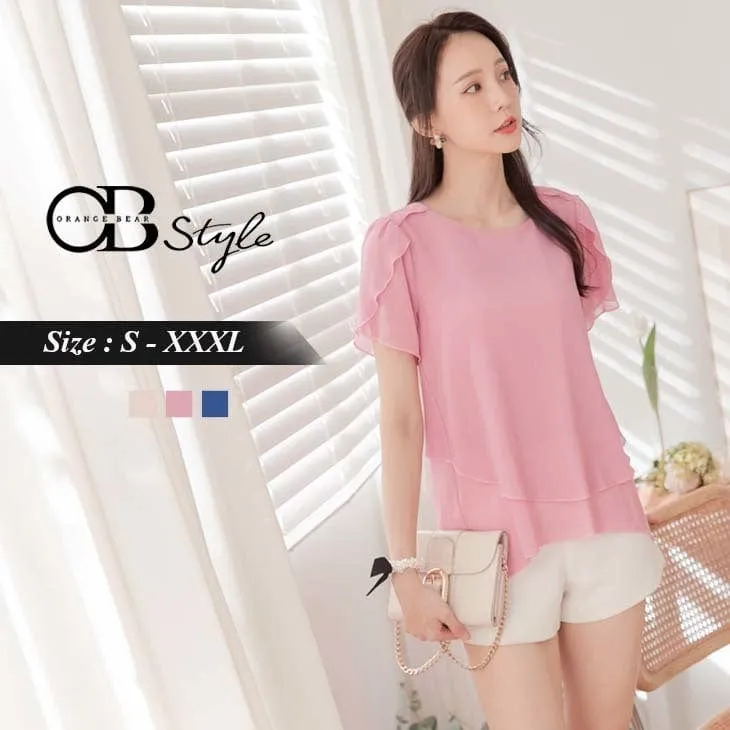 PUFF- SLEEVE CHIFFON TOPS