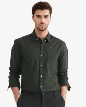 Rare Rabbit Men's Auxfo Dark Green Cotton Fabric Full Sleeves Solid Shirt