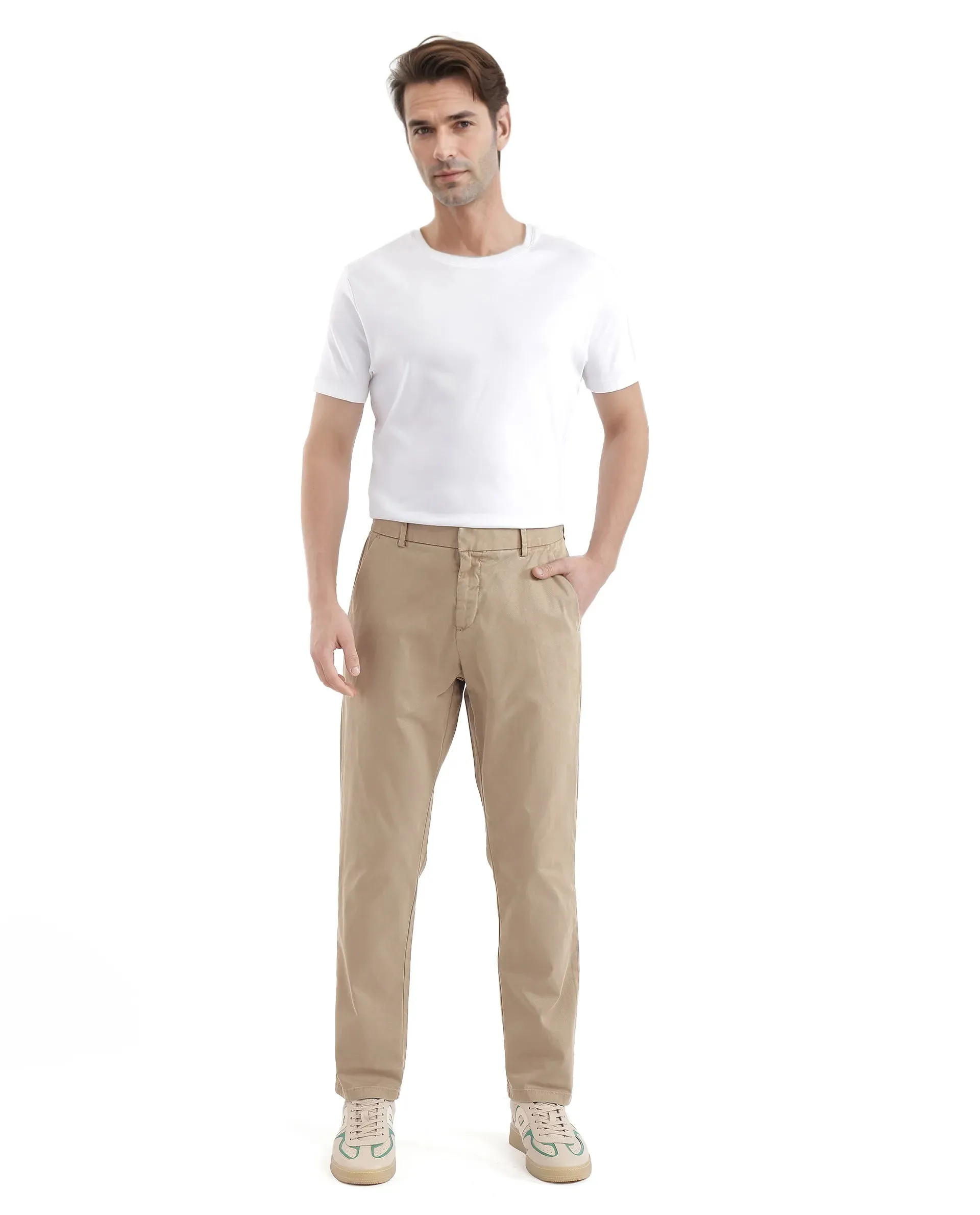 RARE RABBIT MENS ORANY OLIVE TROUSER COTTON LYCRA SOLID