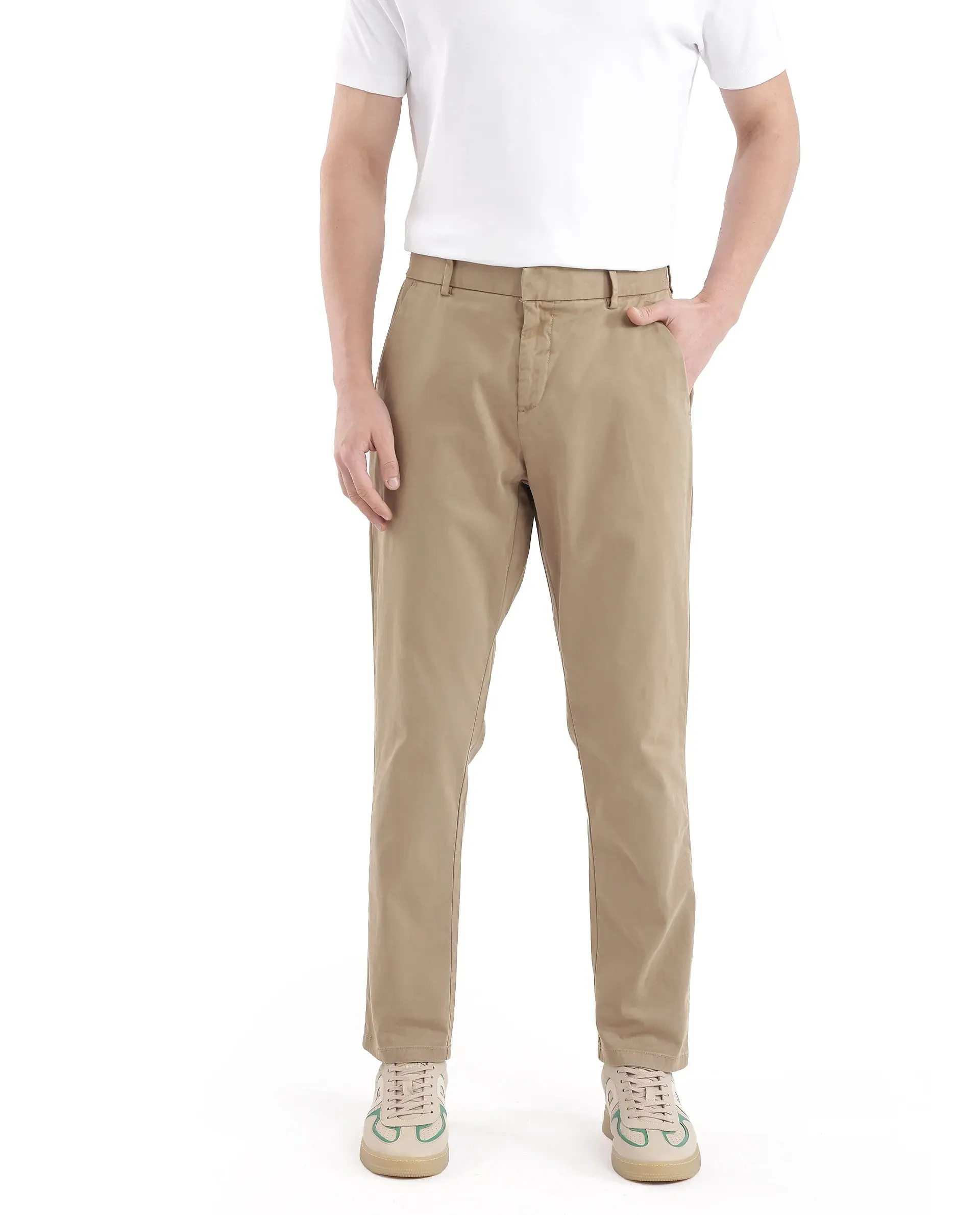 RARE RABBIT MENS ORANY OLIVE TROUSER COTTON LYCRA SOLID