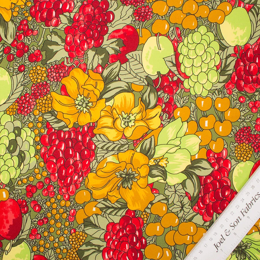 Red/Multi Floral Printed Silk Twill