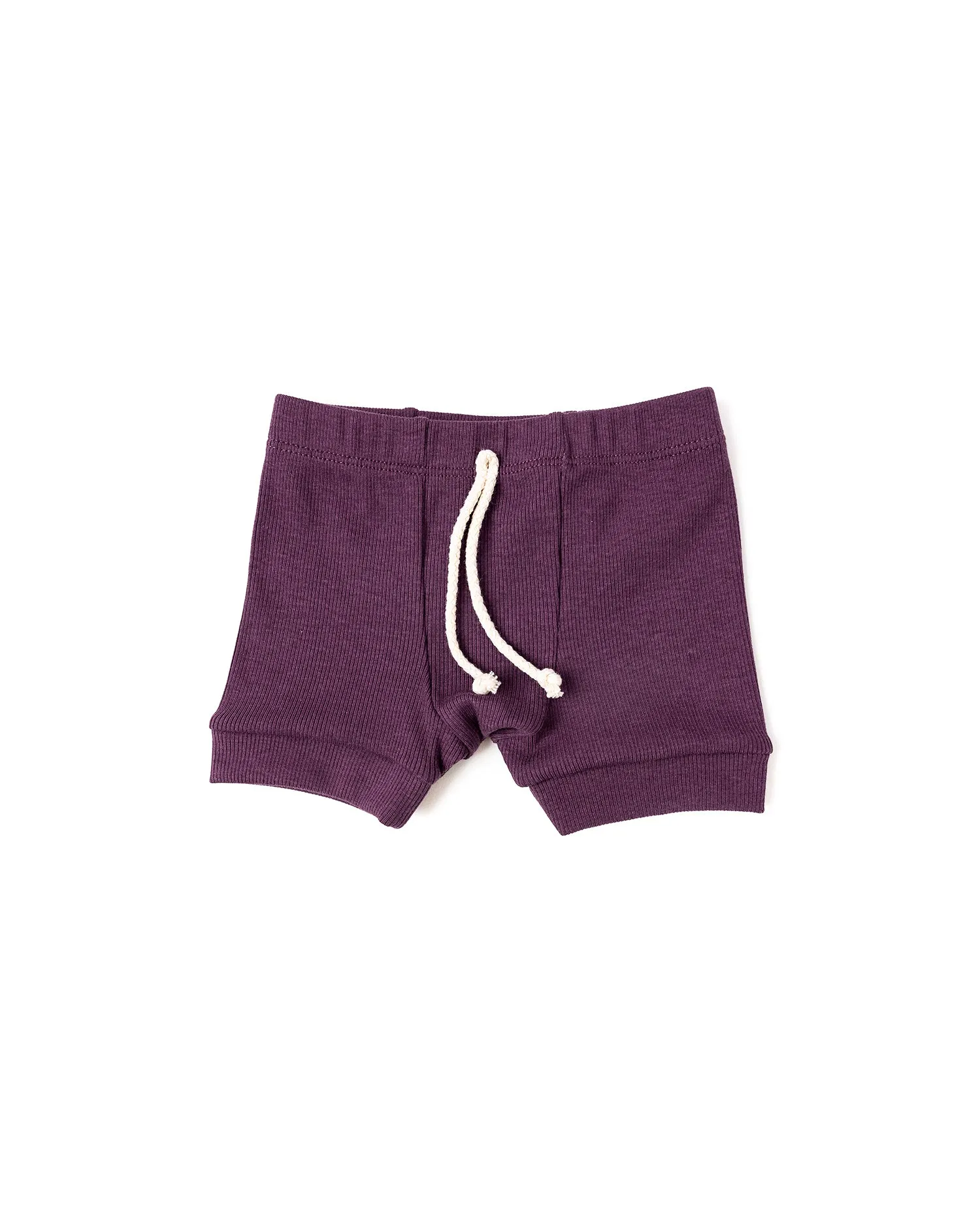 rib knit shorts CO - black plum