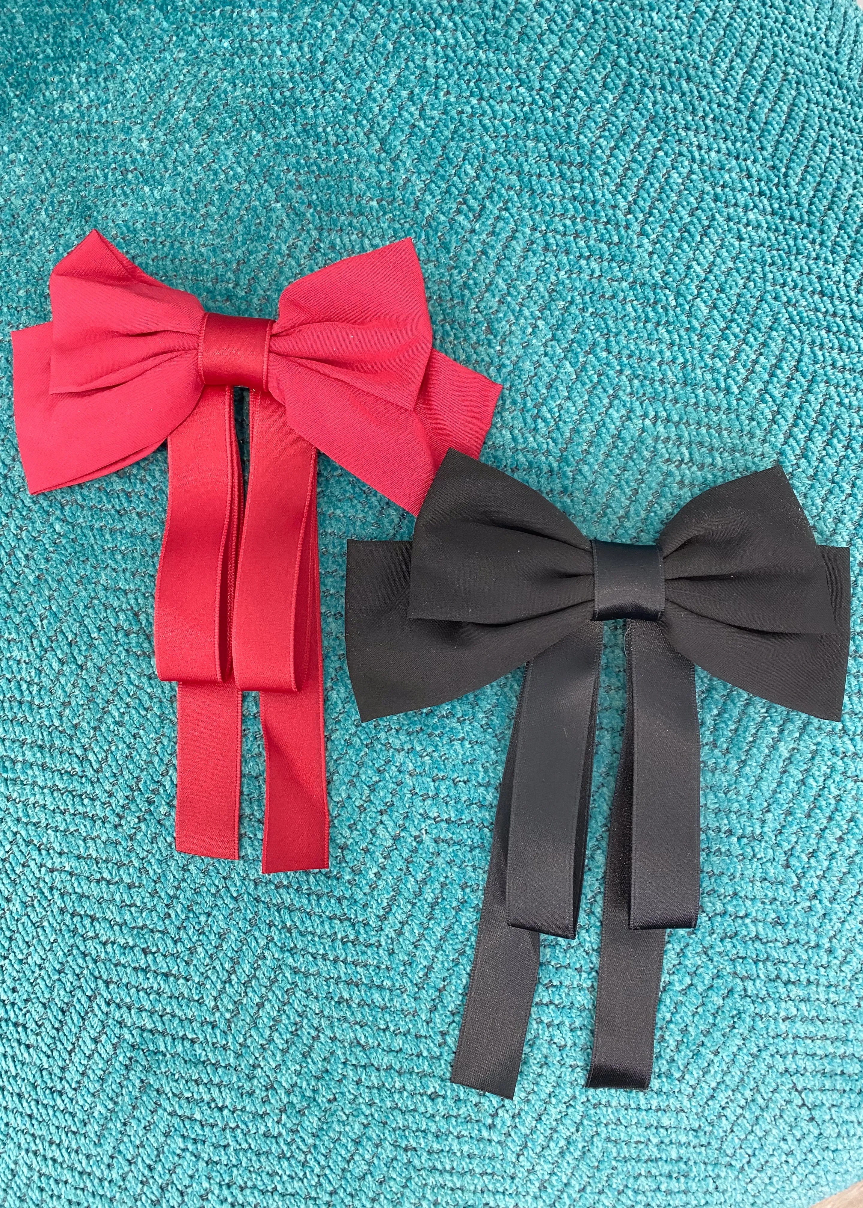 Ribbon Bowtie Hair Barrettes (Black and Red)