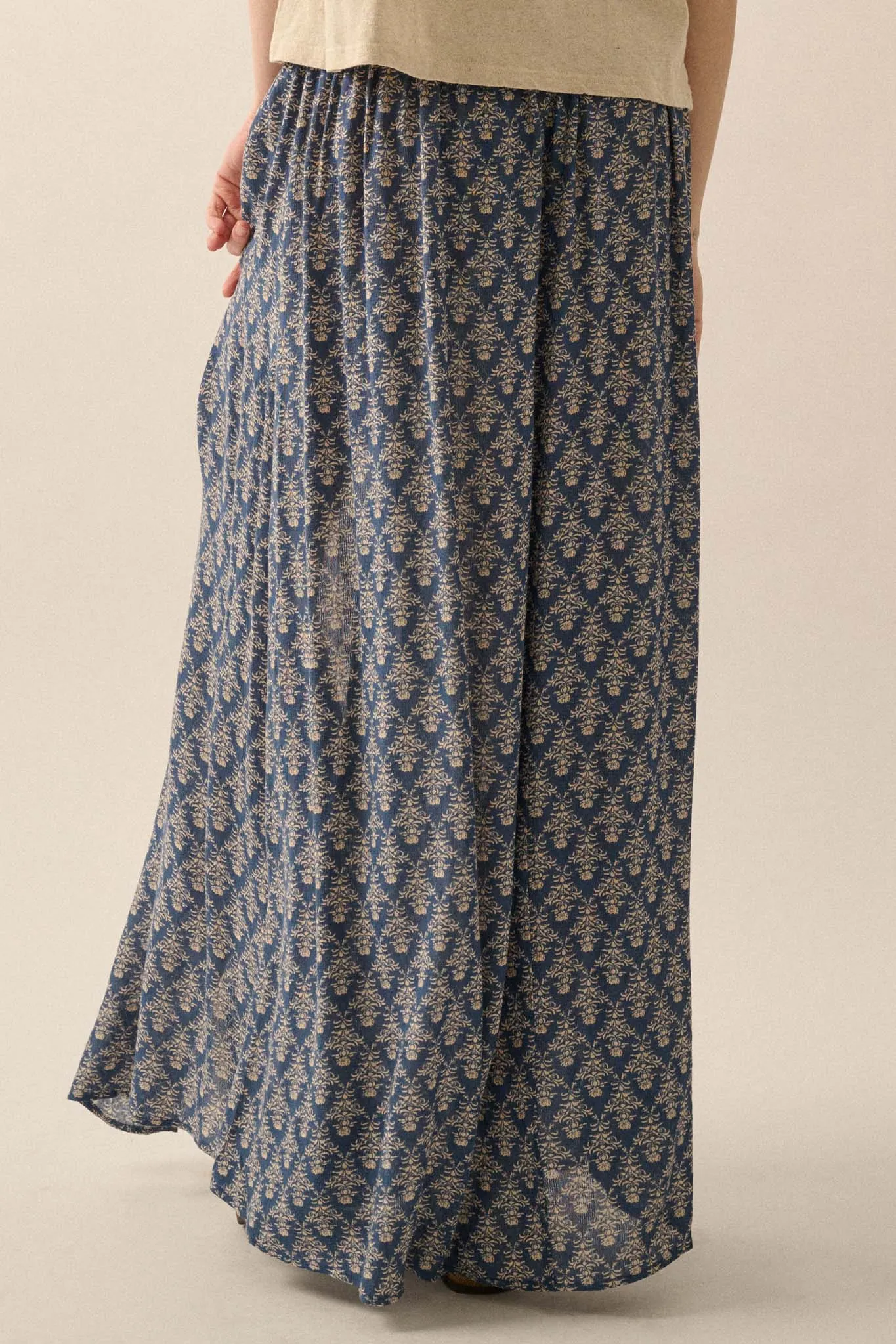 Romantic Beauty Floral Button-Front Maxi Skirt