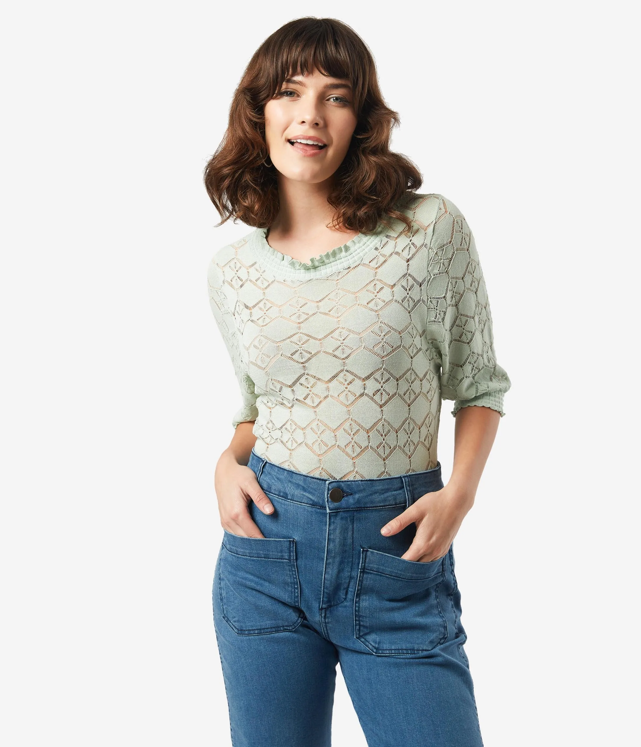 Sage Lace Crochet Blouse