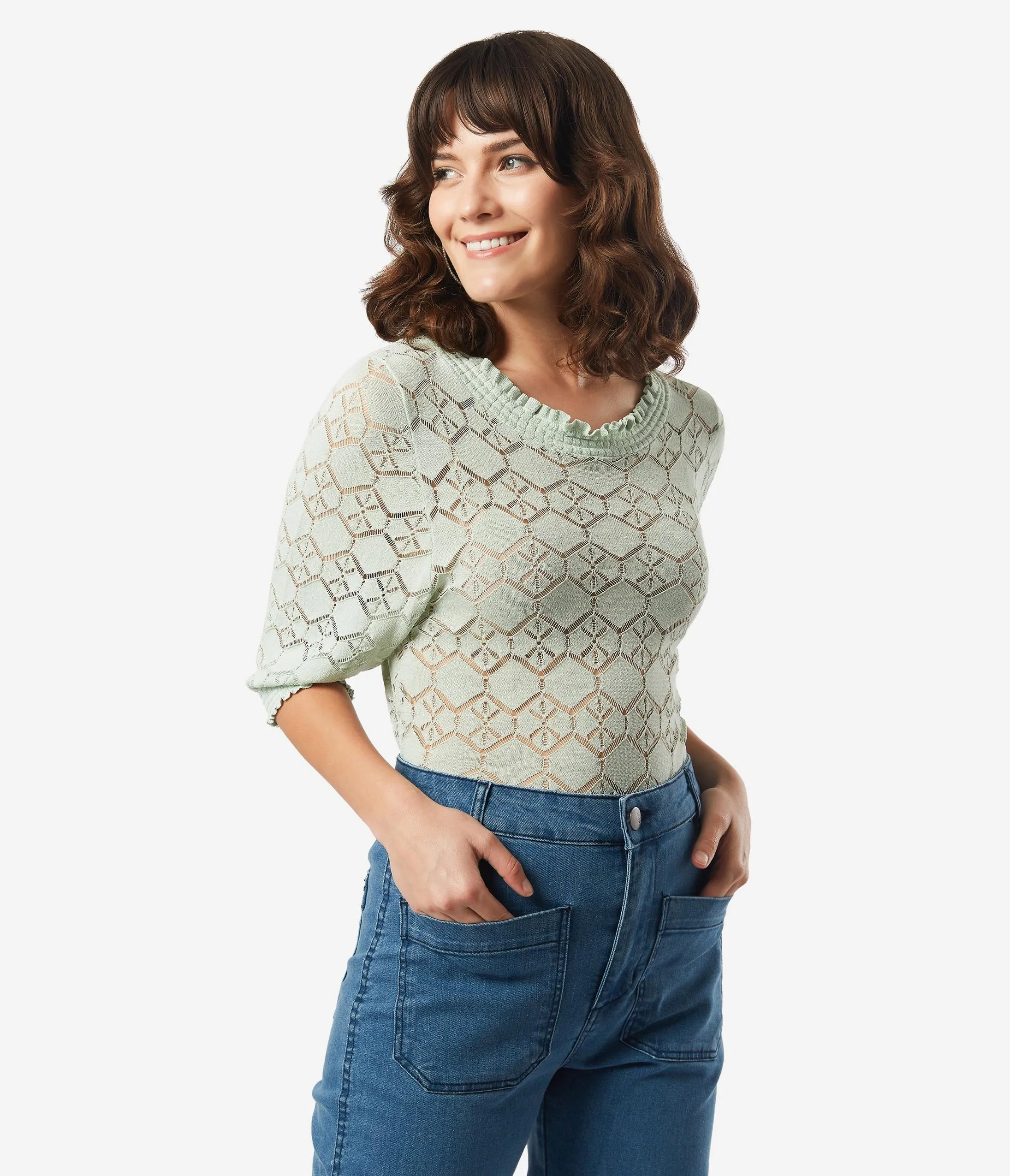 Sage Lace Crochet Blouse