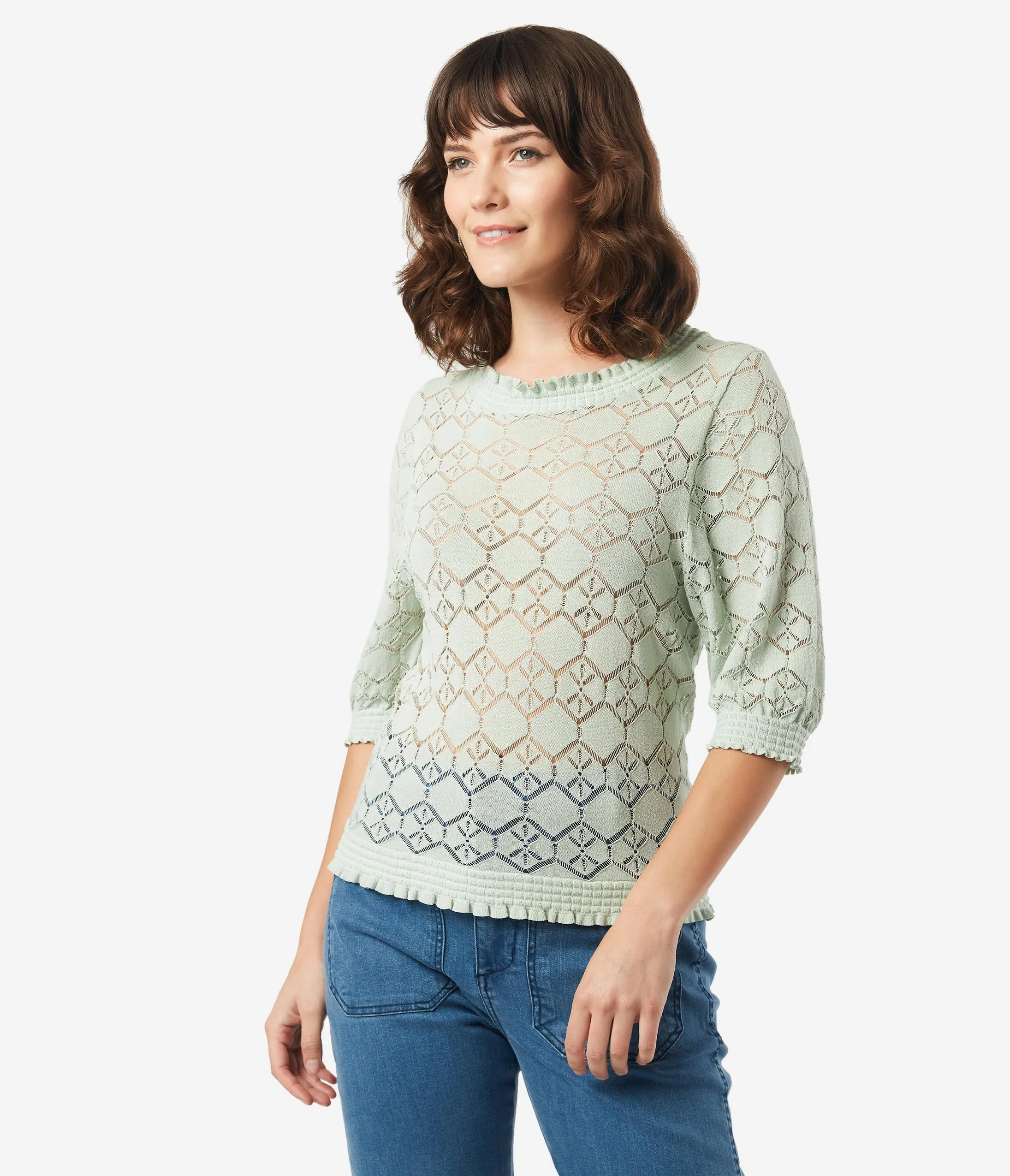 Sage Lace Crochet Blouse